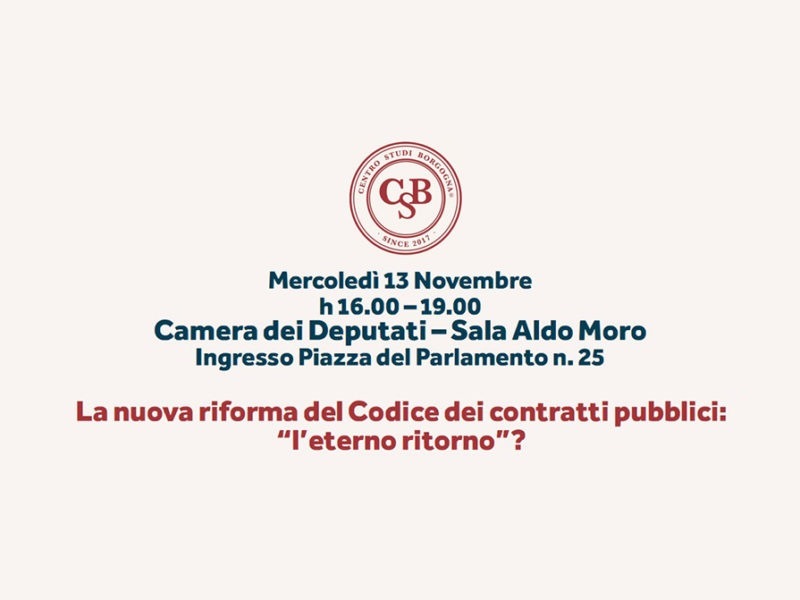 mercoledi 13 novembre lanuova riformadel codice dei contrattipubblici leterno ritorno anteprima