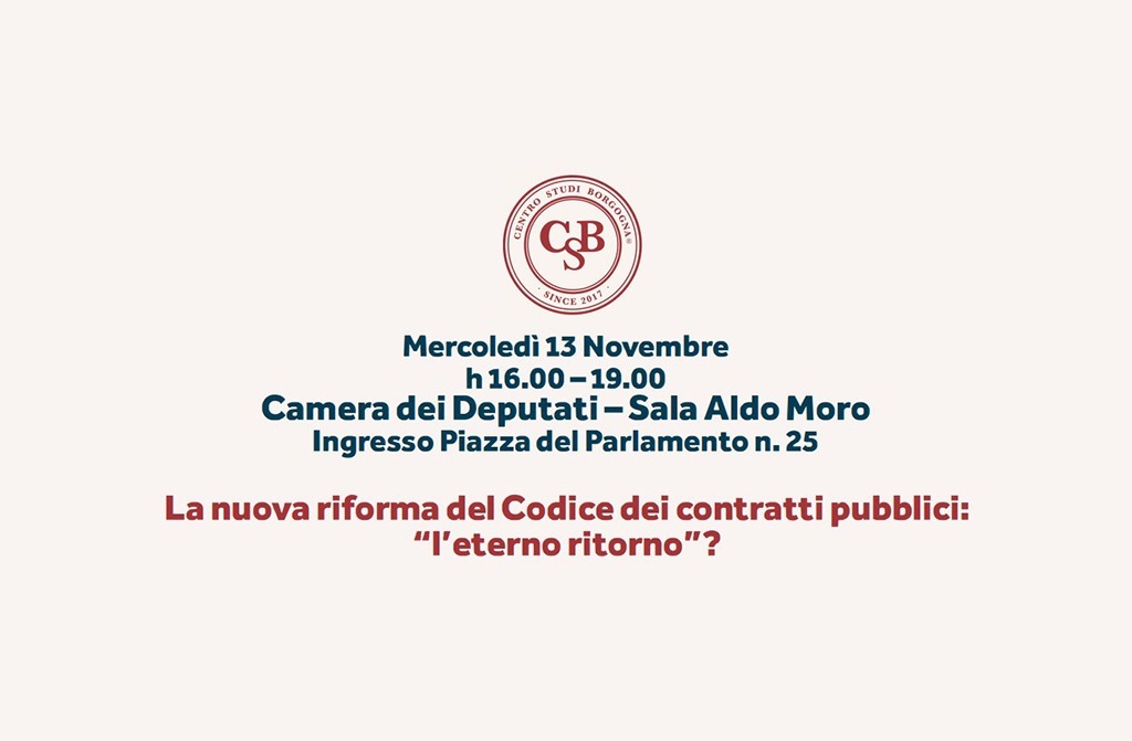 mercoledi 13 novembre lanuova riformadel codice dei contrattipubblici leterno ritorno anteprima